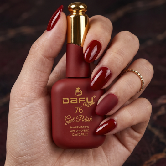 Esmalte em gel Vermelho Cereja 76 Dafu 12ml Infinito Glow para unhas
