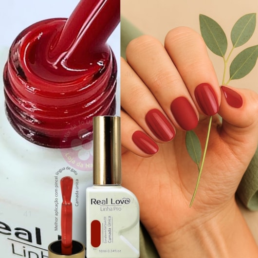 Esmalte em gel Vermelho escuro 41 Linha PRO Real Love para unhas