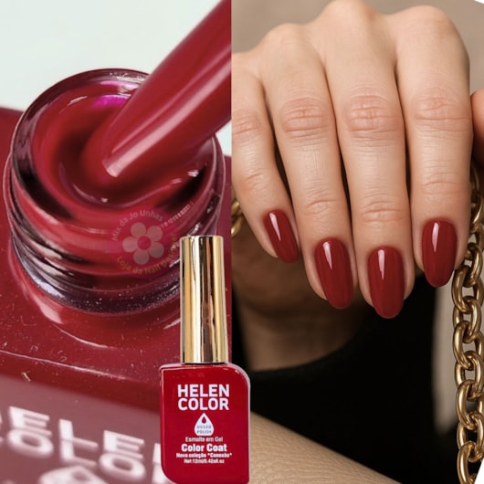 Esmalte em gel Vermelho escuro Helen Color 12ml Conexão 121 para unhas