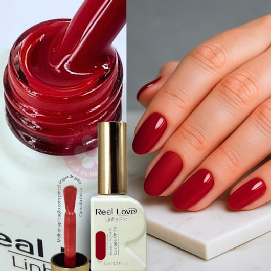 Esmalte em gel Vermelho Fechado 40 Linha PRO Real Love para unhas