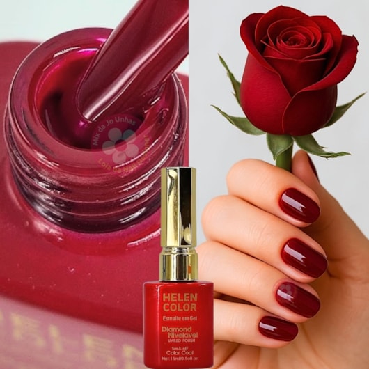 Esmalte em gel Vermelho Fechado Helen Color 15ml Diamond 40 para unhas