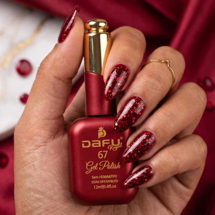 Esmalte em gel Vermelho Glitter 67 Dafu 12ml Infinito Glow