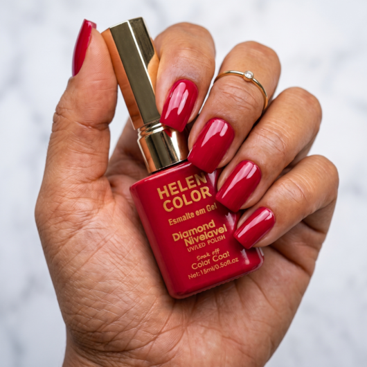 Esmalte em gel Vermelho Helen Color 15ml Diamond 37 para unhas