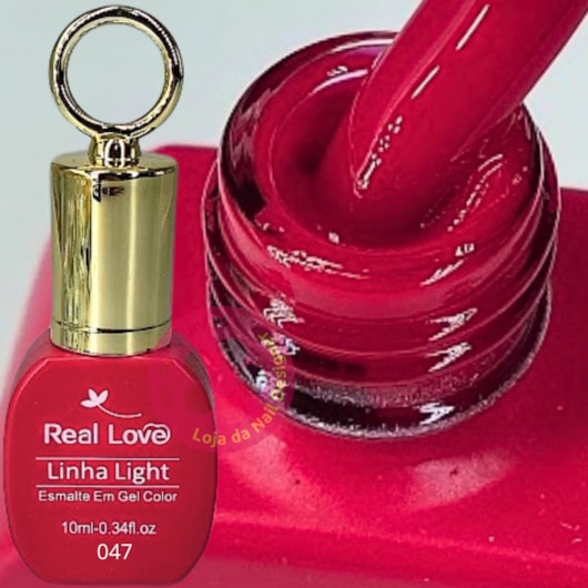 Esmalte em gel Vermelho Magenta 47 10ml Real Love Chaveirinho para unhas