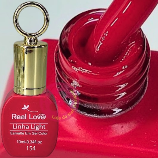 Esmalte em gel Vermelho melancia 154 10ml Real Love Chaveirinho para unhas