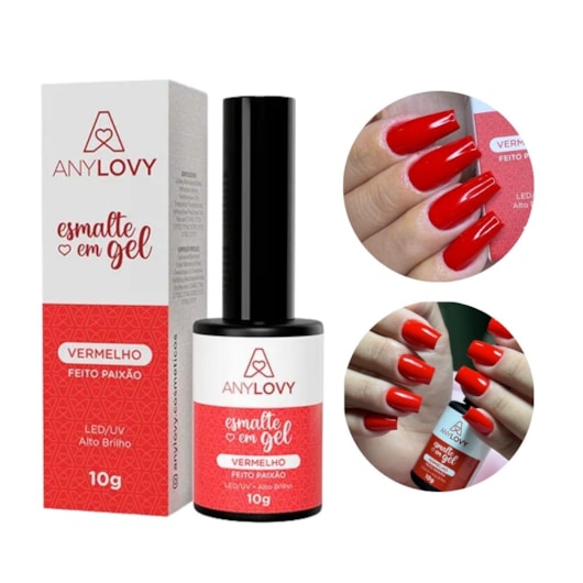 Esmalte em gel Vermelho paixão Any Love 10g para unhas