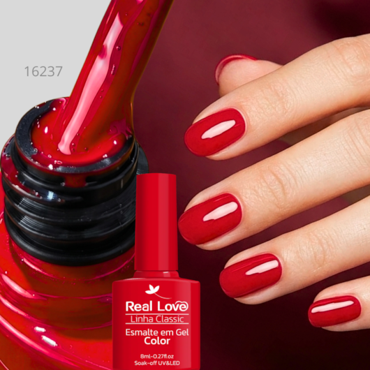 Esmalte em gel Vermelho Real Love Linha Classic 8ml 046 para unhas