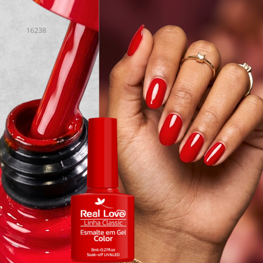Esmalte em gel Vermelho Real Love Linha Classic 8ml 047 para unhas