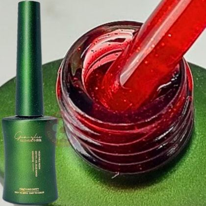 Esmalte em Gel vermelho Rebu com glitter vitral 96 12ml