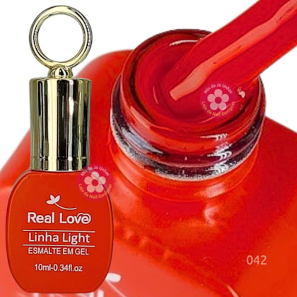 Esmalte em gel Vermelho Vivo 42 10ml Real Love Chaveirinho