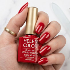 Esmalte em gel Vermelho Vivo Soak Off 10ml Helen Color 244