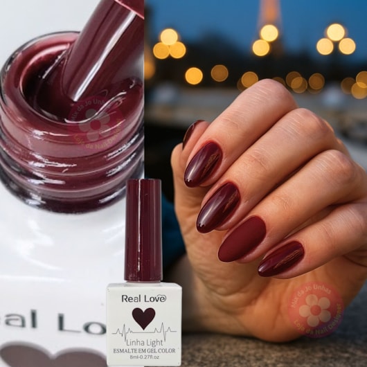 Esmalte em gel vinho Real Love 8ml Quadradinho 050 para unhas