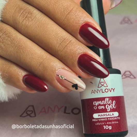Esmalte em gel Vinho Rebu Vermelho vitral Any Love 10g Marsala para unhas