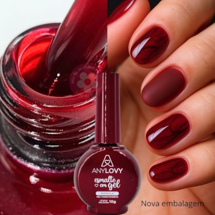 Esmalte em gel Vinho Rebu Vermelho vitral Any Love 10g Marsala