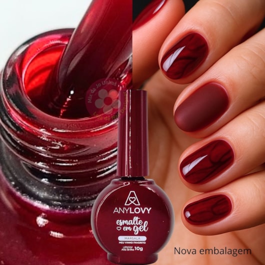 Esmalte em gel Vinho Rebu Vermelho vitral Any Love 10g Marsala para unhas