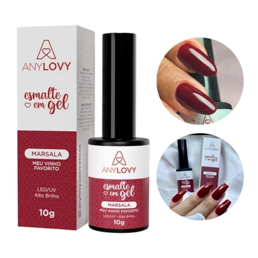 Esmalte em gel Vinho Rebu Vermelho vitral Any Love 10g Marsala para unhas