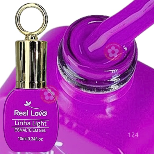 Esmalte em gel Violeta 124 10ml Real Love Chaveirinho para unhas