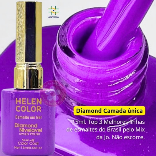 Esmalte em gel Violeta Helen Color 15ml Diamond 84 para unhas