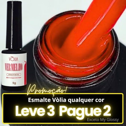 Esmalte em gel Volia Vermelho 9g para unhas