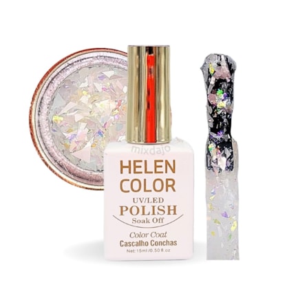 Esmalte gel com madre pérola branca furta cor 15ml Helen Color 01