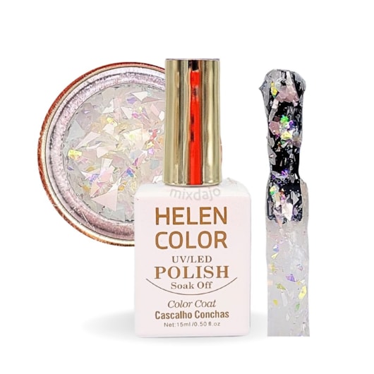 Esmalte gel com madre pérola branca furta cor 15ml Helen Color 01 para unhas