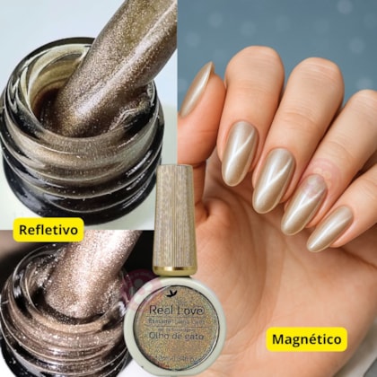Esmalte gel magnético refletivo olho de gato Real Love Champagne