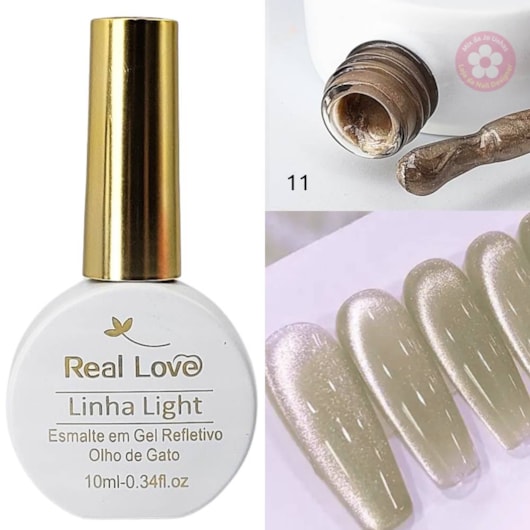 Esmalte gel olho de gato Real Love Refletivo 11 Champagne Esmalte em gel magnético para unhas