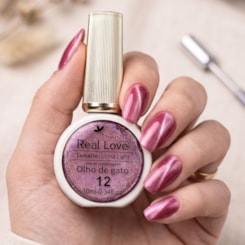 Esmalte gel olho de gato Real Love Refletivo 12 Rosinha Magnético