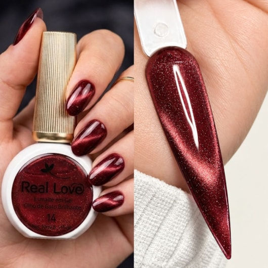 Esmalte gel olho de gato Real Love Refletivo 14 Magnético para unhas