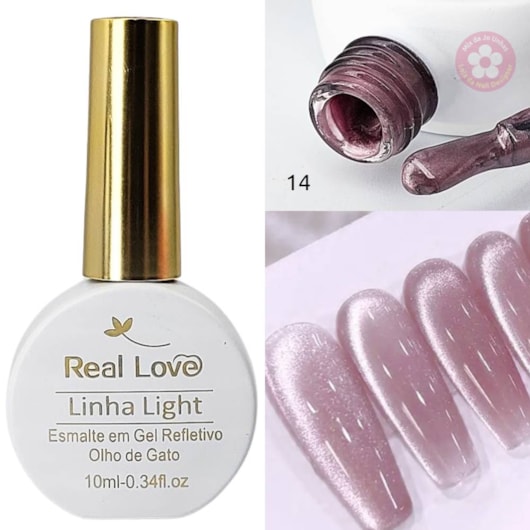 Esmalte gel olho de gato Real Love Refletivo 14 Marsala Esmalte em gel magnético para unhas