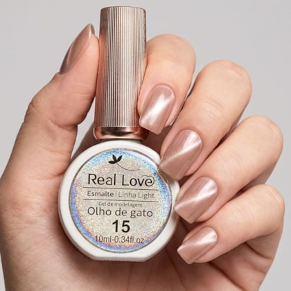 Esmalte gel olho de gato Real Love Refletivo 15 Nude elegante Magnético