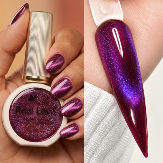 Esmalte gel olho de gato Real Love Refletivo 16 Magnético para unhas