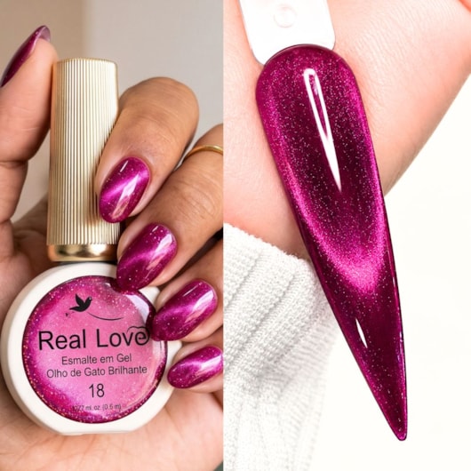 Esmalte gel olho de gato Real Love Refletivo 18 Magnético para unhas