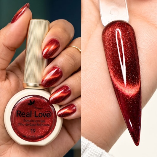 Esmalte gel olho de gato Real Love Refletivo 19 Magnético para unhas