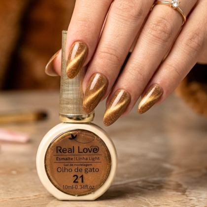 Esmalte gel olho de gato Real Love Refletivo 21 Caramelo Magnético