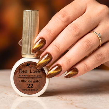 Esmalte gel olho de gato Real Love Refletivo 22 Âmbar Magnético