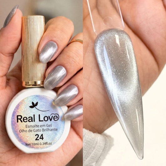Esmalte gel olho de gato Real Love Refletivo 24 Magnético para unhas
