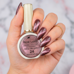 Esmalte gel olho de gato Real Love Refletivo 24 Púrpura Rose Magnético