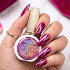 Esmalte gel olho de gato Real Love Refletivo 27 Dark Pink vitral Magnético