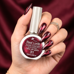 Esmalte gel olho de gato Real Love Refletivo 31 Vinho Magnético