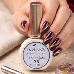 Esmalte gel olho de gato Real Love Refletivo 35 Dark Purple Magnético