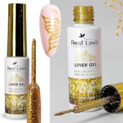 Esmalte liner Dourado Holográfico 02 10ml Real Love Esmalte liner Dourado Holográfico 02 10ml Real Love