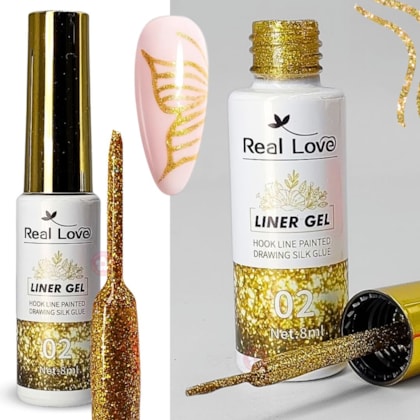 Esmalte liner Dourado Holográfico 02 10ml Real Love