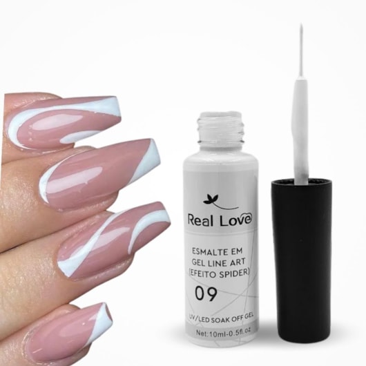 Esmalte Spider Gel liner Branco #9 10ml Real Love para unhas