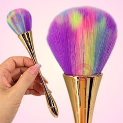 Espanador De Pó Macio Para Unhas Colorido cabo dourado Espanador De Pó Macio Para Unhas Colorido cabo dourado