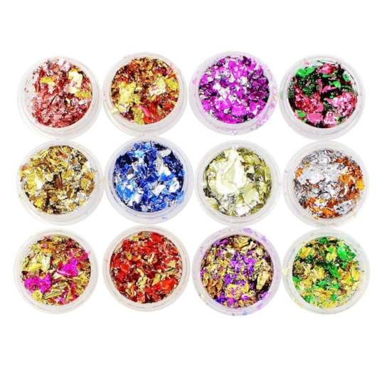 Foil Com Detalhe Cromado 12 UN Helen Color para unhas