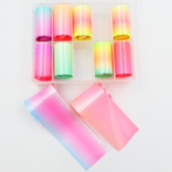 Foil Degradê Colorido 10 Rolos Foil Degradê Colorido 10 Rolos