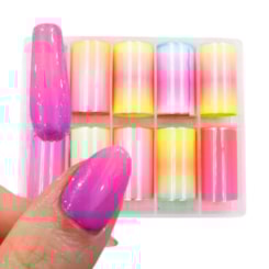 Foil Degradê Colorido 10 Rolos Foil Degradê Colorido 10 Rolos