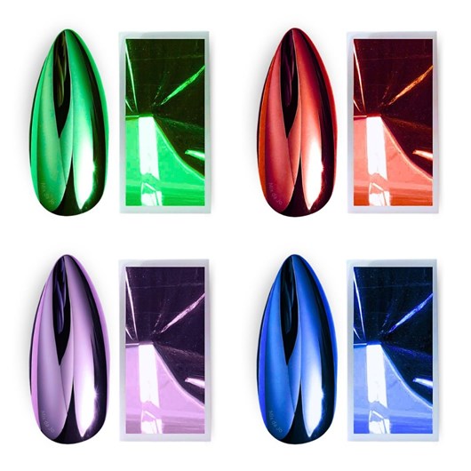 Folha de espelho 128un Unhas cromadas Kit completo com 8 cores - Imagem principal - 6556982f-b0f8-461d-bbb6-4be8d94ea27c