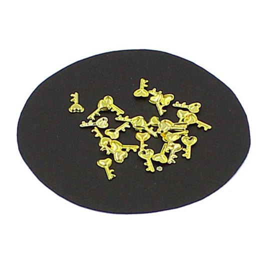 Folhas de Luxo 50 Peças - Modelo: Chave Coração 3x5mm; Cor: Dourada - Imagem principal - 6f2ff132-933a-499c-8387-5a7298c2f522